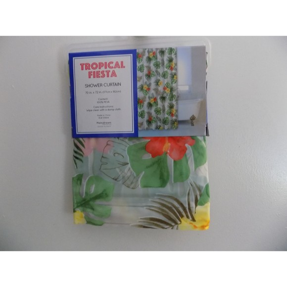 NEW Tropical Fiesta Exotic Flowers Shower Curtain 100% PEVA - Picture 3 of 4